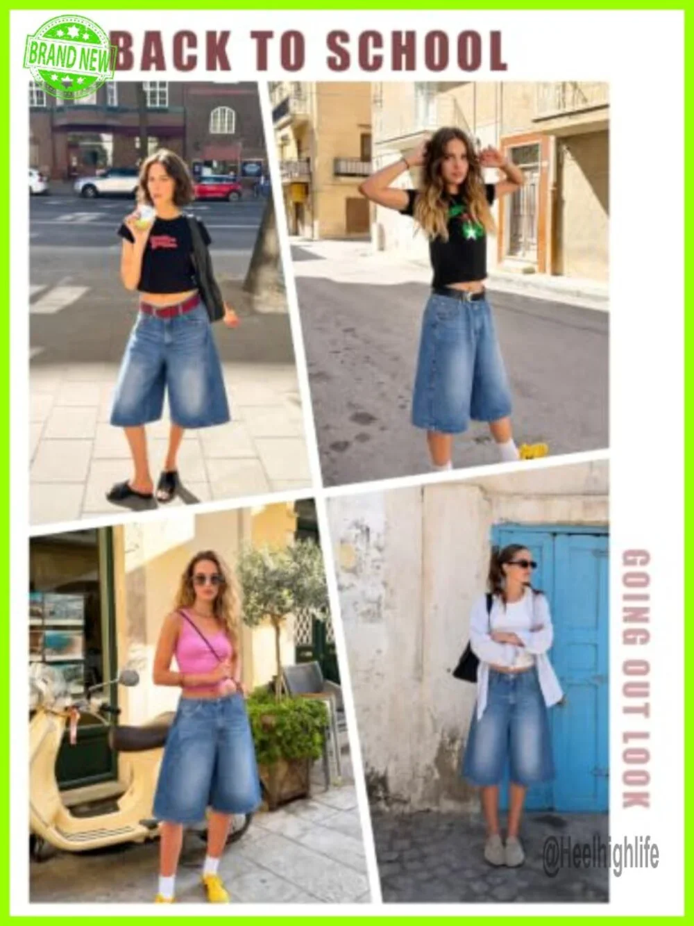 Baggy Y2K Wide Leg Bermuda Denim Shorts High Waisted Jorts for Women